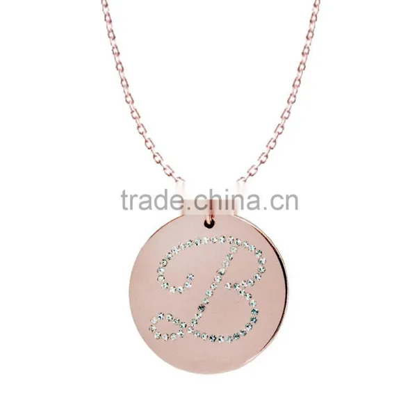 Brass in 14k White Gold or Rose Gold Collection in Italics Alphabet 'B' Customize Design Pendants photo-2