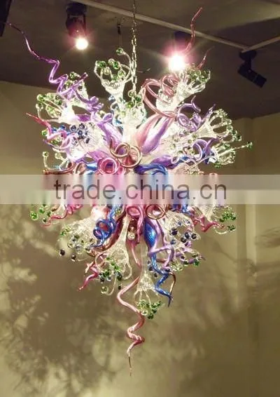 Glass Chandelier and Art Glass Chandelier and Pendent Lamp