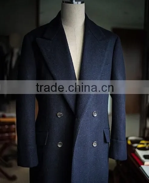 High Quality Double Breasted Custom Made Cashmere Wool Overcoat Men photo-2