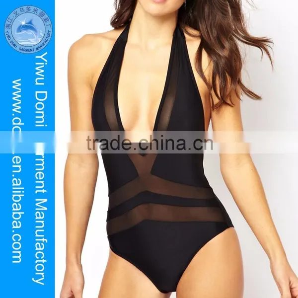SY1072 Fast Delivery Black Mesh One Piece Fashion Plus Size Swimwear OEM