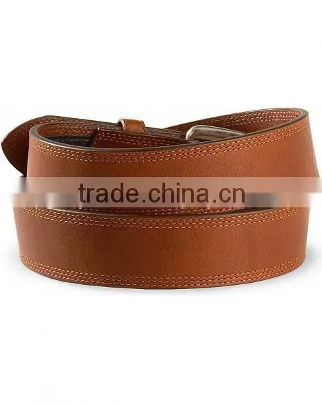 100% Genuine Leather Men's Brown Stitch Leather Belts photo-2