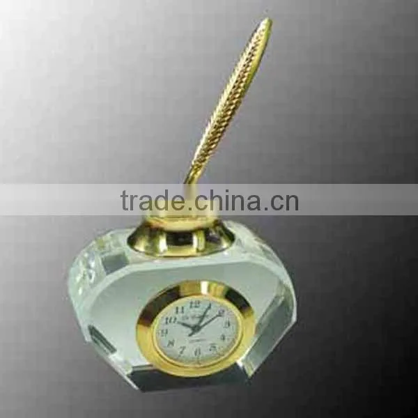 Unique Design Iceberg Shape Crystal Clock,glass Clock With Black Base photo-3