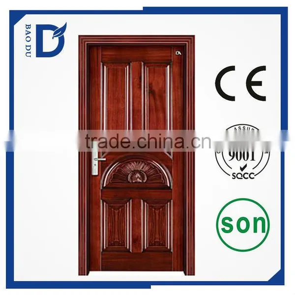 Latest Design Bullet Security Stainless Steel Wooden Mixed Structured Single Metal Armored Door photo-5