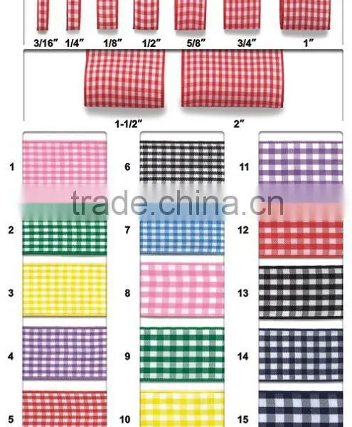 New Gingham Grosgrain Ribbons ,mixed Colors, 5/8" to 1-1/2" Wide Double Side Gingham,50 Yard / Roll. photo-2