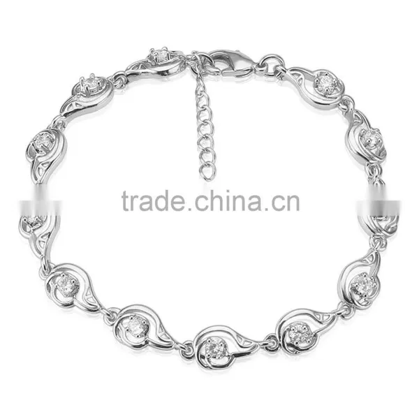 2016 18k White Gold Plated Bracelet Stud w/ Pure Precious Cubic Zirconia for Party