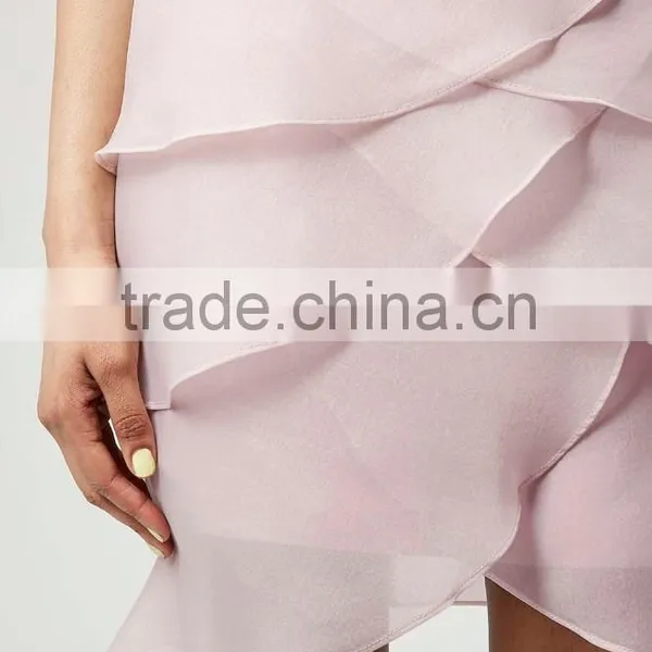 2015 Stylish Girl's Short Pink Chiffon Pleated Skirt Woman's Organza Petal Straight Skirt photo-5