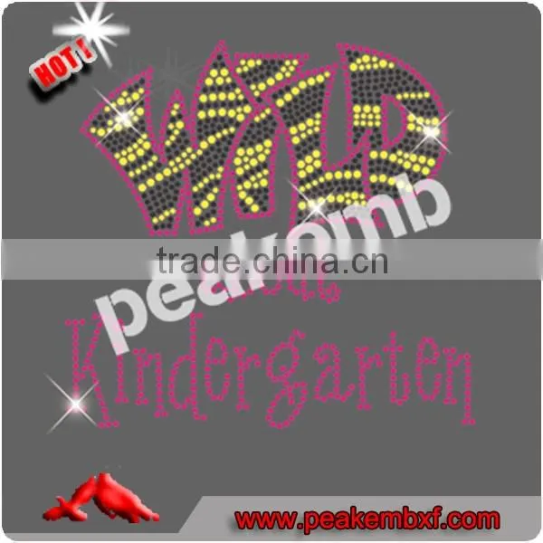High Korean Rhinestone T-Shirt Zebra Iron on Tranfers Wild About Kindergarten Rhinestone Applique Design