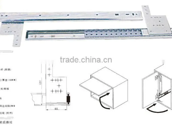 Seven-fonts TV Steel Ball Bearing Drawer Slide Rail