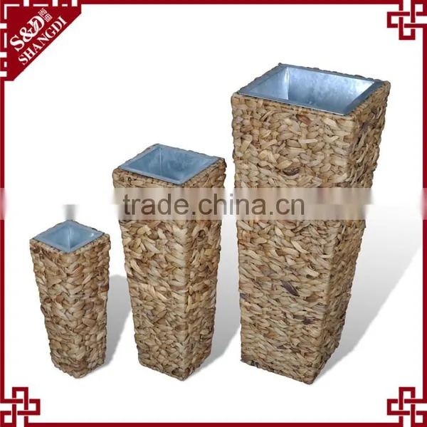 2016 New Set of 3 Black Water Hyacinth Tall Planters and Pots photo-2