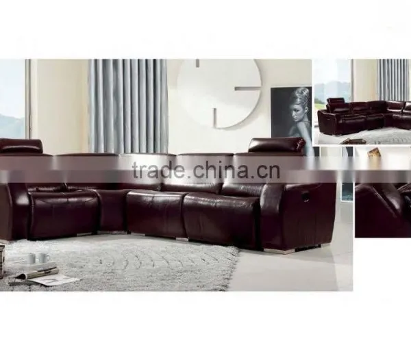 Bisini L Shape Genuine Leather Sofa, L Shape Sofa With Recliner, Modern Recliner Home Sofa Furniture photo-3