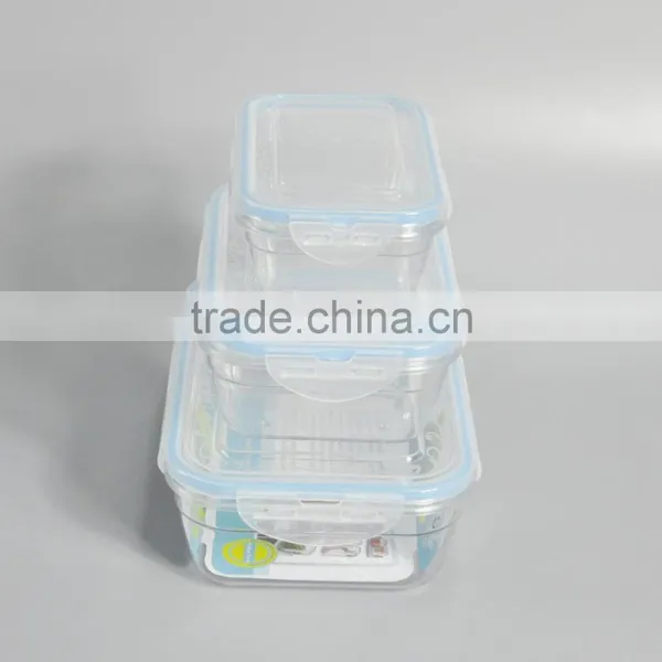 3 Pieces Plastic Lunch Box Rectangular Food Container With Lid photo-2