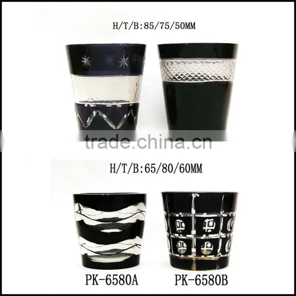 Cylinder Hand Cut Black Home Used Glass Candle Container photo-2