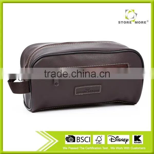 Store More Rectangle Shaving Brown Leather Customized Toiletry Bag photo-2