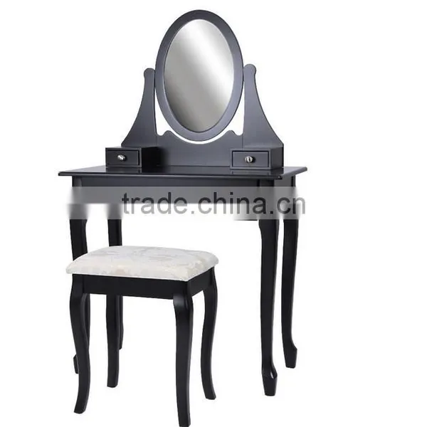 Black Vintage Dresser With Mirror and Stool French Style photo-3