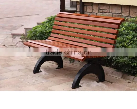 Outdoor Solid Wood Bench Cast Iron Legs photo-2