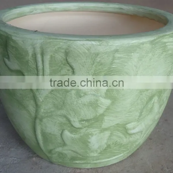 Indoor Wash Vase - Indoor Pottery With Round Rim and Pattern Outside photo-2