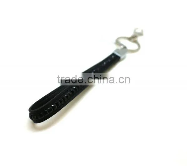 Black Promotion Gift PU Leather Key Chain With Crystal Gem, Swivel Snap Hooks, Key Ring Accembly, Acrylic Gem Key Chain photo-2