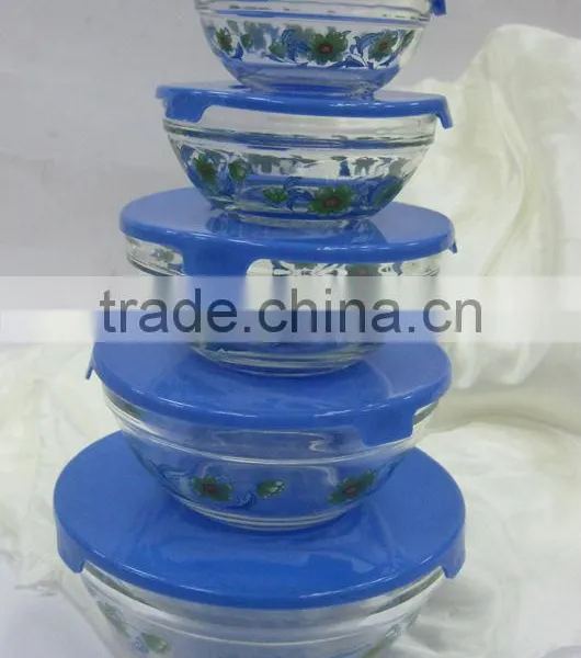 GH049 5pcs Glass Bowl Set With Deco photo-3