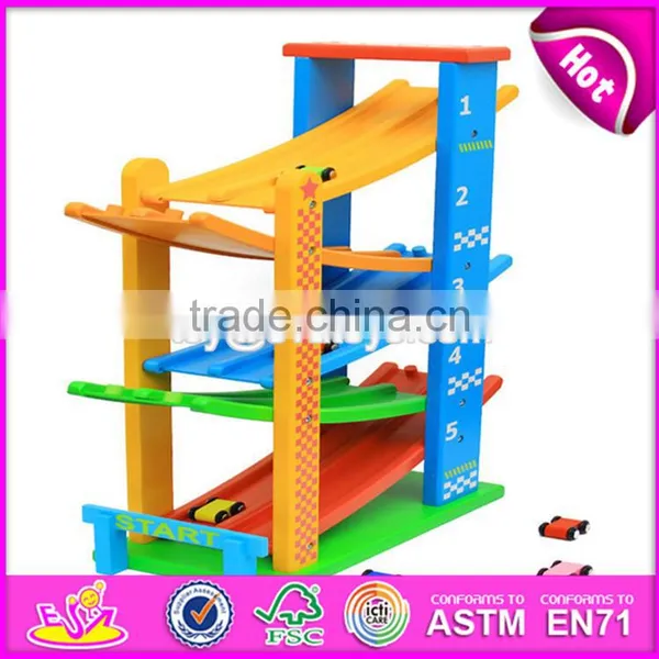 2017 New Design 5 Levels Children Funny Wooden Race Car Track Toy W04E050 photo-2