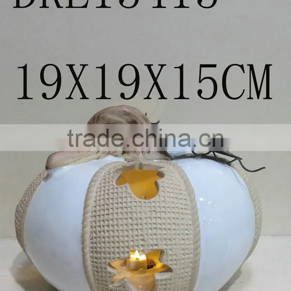 Dual Color Colorful Pumpkin Ceramic Lantern LED Decorations photo-5