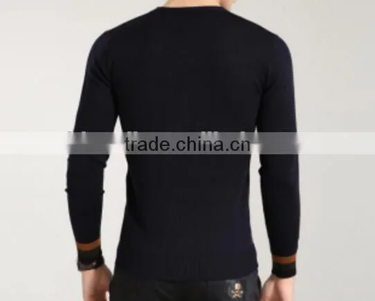 Casual Long Sleeved V Collar Thin Jacket Head Stitching Wool Sweater photo-2