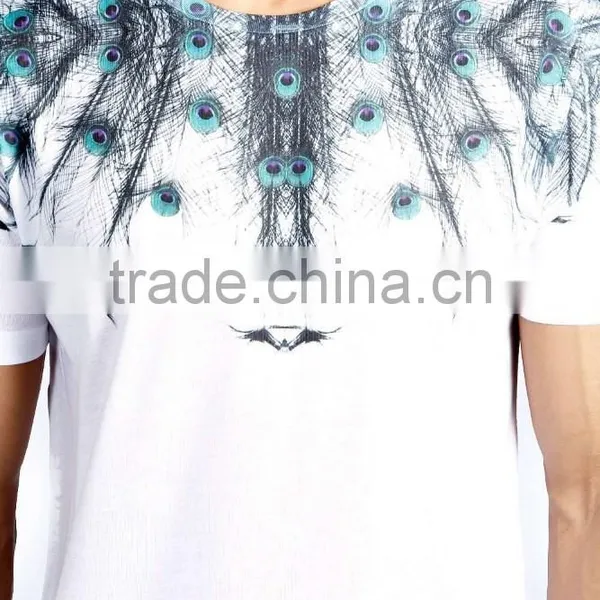 Custom Peacock Feather Printed T-shirt for Men photo-4