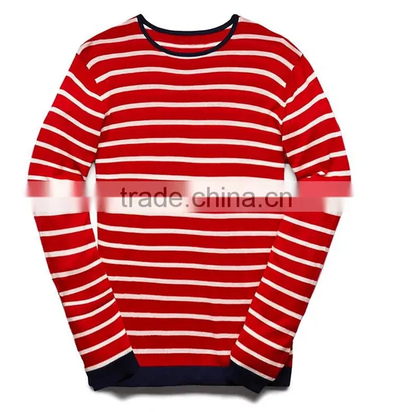 Round Neck Stripe Long Sleeve Knit Fashionable Sweaters for Men photo-3