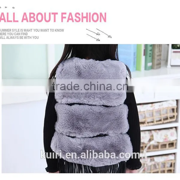 2015 Winter New Waistcoat European and American Girls Fur Vest Plus Thick Fringed/tassel Vest Faux Fur Vest Children's Jacket photo-3
