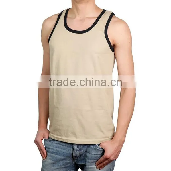 Latest Design Fashion Gym Wholesale 100 Cotton Blank Mens Tank Top photo-3