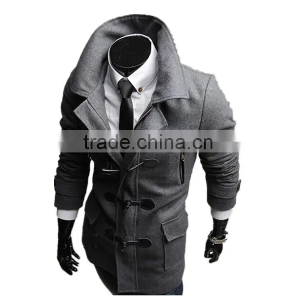 Hot Sale Cotton and Polyester Mixed Stand Collar With Hat Black and Gray 4 Size for Choice Woolen Men Coat Clothing photo-4