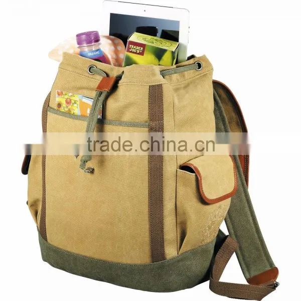 Cutter & Buck Legacy Cotton Backpack - Made From Genuine Saddle Leather, Cotton Canvas and Comes With Your Logo. photo-6