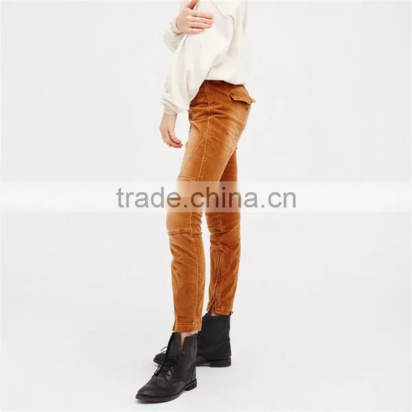 2017 Low Rise Gavin Cord Skinny Work Slacks for Women photo-3