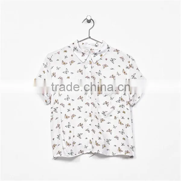 2017 High Quality Ladies Animal Print Cropped t Shirts With Back Knot photo-2