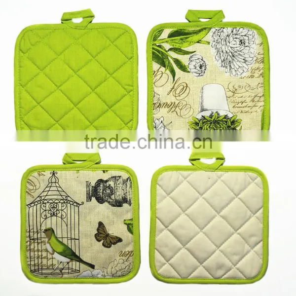 AZO-free Flower Design Cotton Twill Potholder With Knitting photo-4