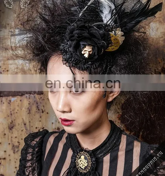 Steampunk Gothic Fascinator With Beads and Gear Elements photo-6