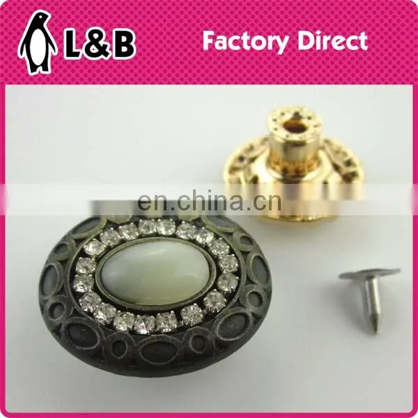 Latest Design Fashion Custom Jeans Button Silver Metal Botton Glass Stone photo-5