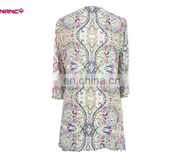 Elegant Women Tile Print Fashion Beaded Neck Tunic Design for Women Over 50 photo-3