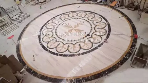 Arabic floor marble tile flower pattern floor waterjet medallion
