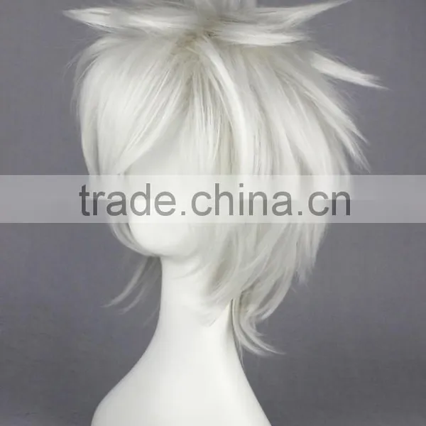 High Quality 35cm Short Straight DEATH NOTE Wig Nate River White Synthetic Anime Wig Cosplay Costume Hair Wig Party Wig photo-4