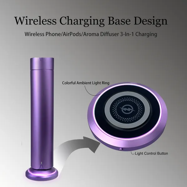 Best Reviewed Multi Function Air Purifier LED Wireless Charging Scent Pet Friendly Waterless Essential Oil Aroma Diffuser photo-3
