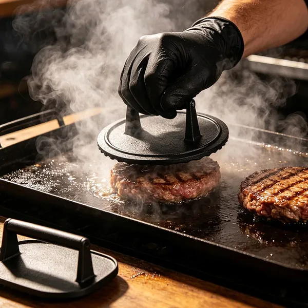 Premium Pre-Seasoned Cast Iron Grill Burger Press | Wholesale & OEM Supported
