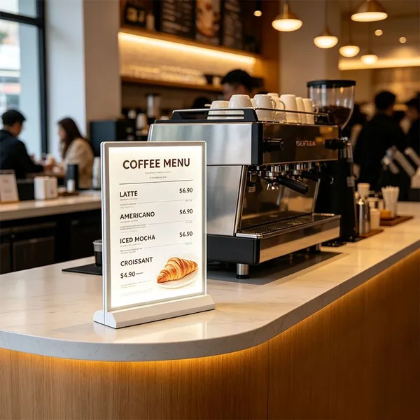 Mold Formed Double Sided Countertop LED Lightbox, Rechargeable Optional Battery Powered Table Menu Sign ADE Lightbox