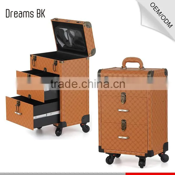 Flower Design PVC High End Trolley Makeup Case