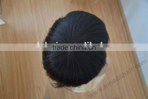 Top Quality 100% Brazilian Human Hair Men's Wig Toupee For Black Men Lace Top Toupee photo-6