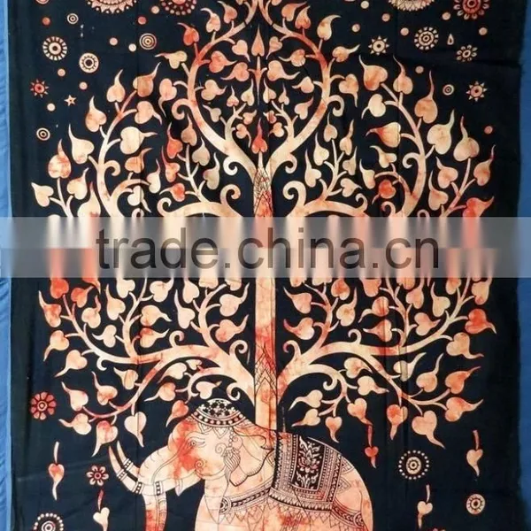 Small Size Multicolored Tapestry Wall Hanging Throw Wholesale Indian Bedsheet photo-3
