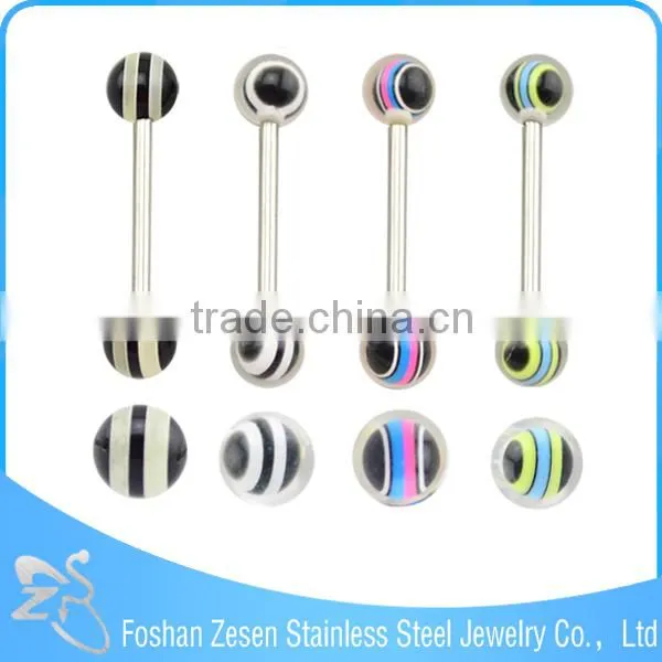 Factory Direct Sale Surgical Steel Women Colorful Resin Ball Best Design Tongue Ring photo-6