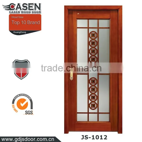 Top Fashion New Design Decorative Glass Inserts Tempered Glass Door Wood Framed Glass Door for Bathroom photo-5