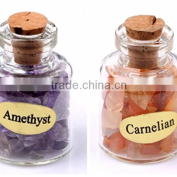 Double Wishing Glass Bottle Loose Chip Tumbled Stone Beads for Jewelry