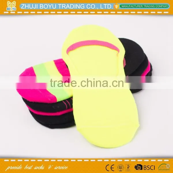BY-161013 Women Colorful Socks Invisible Sock With Non Slip Silicone