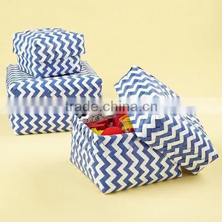 Zigzag Plastic Woven Basket, Set of 3 photo-3